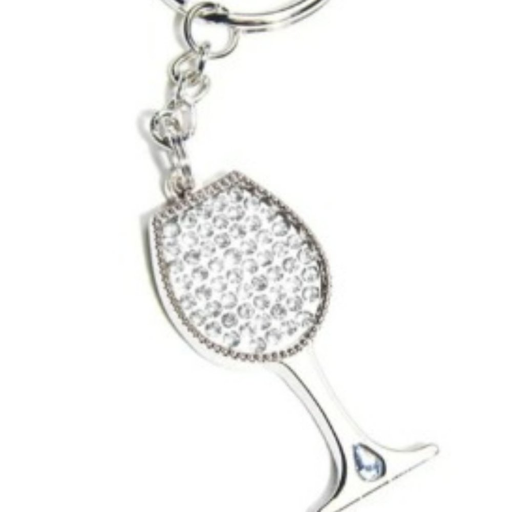 Rhinestone Wine Glass Key Chain